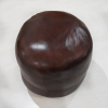 Solid Handmade Goat Leather Round Pouf (Recycled Cotton Fill)