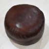 Solid Handmade Goat Leather Round Pouf (Recycled Cotton Fill)