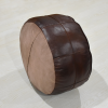 Solid Handmade Goat Leather Round Pouf (Recycled Cotton Fill)