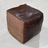 Solid Handmade Goat Leather Square Pouf (Recycled Cotton Fill)