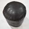 Solid Handmade Goat Leather Round Pouf (Recycled Cotton Fill)