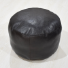 Solid Handmade Goat Leather Round Pouf (Recycled Cotton Fill)