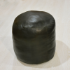 Solid Handmade Goat Leather Round Pouf (Recycled Cotton Fill)