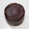 Solid Handmade Goat Leather Round Pouf (Recycled Cotton Fill)