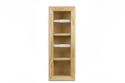 Haile Solid Wood Recessed Double Toilet Paper Holder with Extra Roll Storage (size: 7 x 22.25")