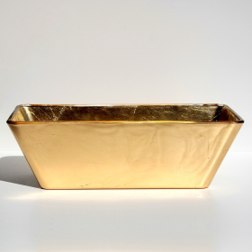 GILT Gilded Glass 13" Rectangular Bowl (Color: Gold, size: 13")