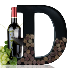 Made Easy Kit Metal Letter Wine Cork Holder w/Wall Mount Kit (Color: Letter D, size: Large (12"))