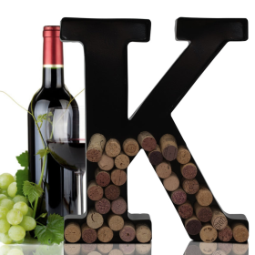 Made Easy Kit Metal Letter Wine Cork Holder w/Wall Mount Kit (Color: Letter K, size: Large (12"))