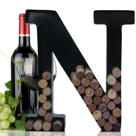 Made Easy Kit Metal Letter Wine Cork Holder w/Wall Mount Kit (Color: Letter N, size: Large (12"))