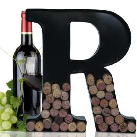 Made Easy Kit Metal Letter Wine Cork Holder w/Wall Mount Kit (Color: Letter R, size: Large (12"))