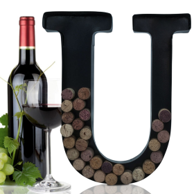 Made Easy Kit Metal Letter Wine Cork Holder w/Wall Mount Kit (Color: Letter U, size: Large (12"))