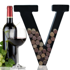 Made Easy Kit Metal Letter Wine Cork Holder w/Wall Mount Kit (Color: Letter V, size: Large (12"))