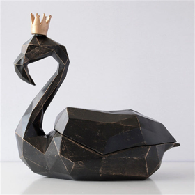 Swan Tissue Box Cover (Color: Black)