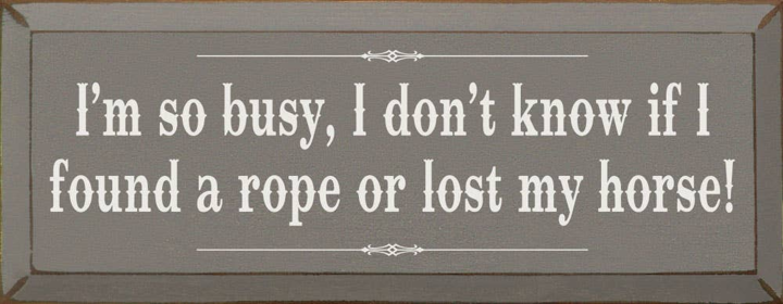 I'm so Busy Lost Horse Wood Sign (Color: Old Anchor Gray)