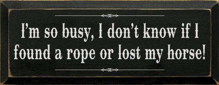 I'm so Busy Lost Horse Wood Sign (Color: Old Black)