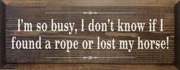 I'm so Busy Lost Horse Wood Sign (Color: Walnut Stain)