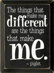 The Things That Make Me Different Piglet Wood Sign (Color: Old Black, size: 9'' x 12")