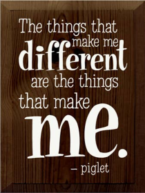 The Things That Make Me Different Piglet Wood Sign (Color: Walnut Stain, size: 9'' x 12")