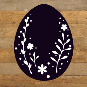 Egg Silhouette... Wood Sign (Color: NR - Natural Reclaimed with Black Print, size: 10x10)