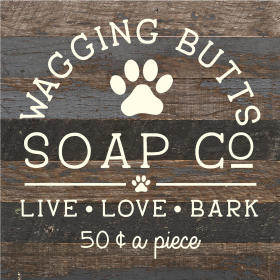 Wagging Butts Soap Co. : Live, Love, Bar... Wood Sign (Color: ES - Espresso Brown with Cream Print, size: 10x10)