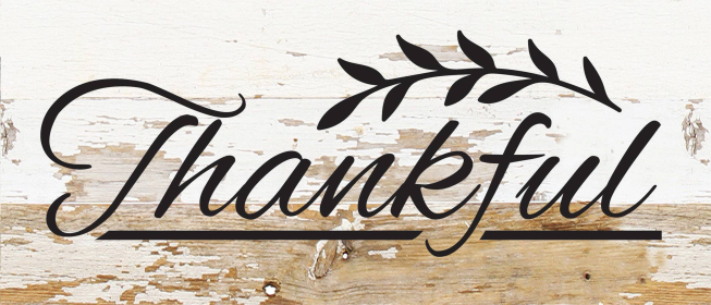 Thankful... Wood Sign (Color: WR - White Reclaimed with Black Print, size: 14x6)