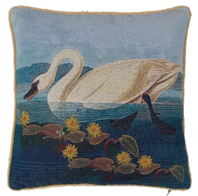 Cushion Cover Art John Audubon (Color: American Swan, size: W45X45Cm(W18X18Inch))