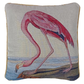 Cushion Cover Art John Audubon (Color: Pink Flamingo, size: W45X45Cm(W18X18Inch))