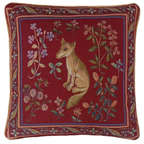 Cushion Cover Art Fox (Color: Dark Red, size: W45X45Cm(W18X18Inch))