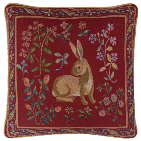 Cushion Cover Art Rabbit (Color: Dark Red, size: W45X45Cm(W18X18Inch))