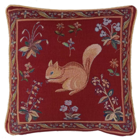 Cushion Cover Art Squirrel (Color: Dark Red, size: W45X45Cm(W18X18Inch))