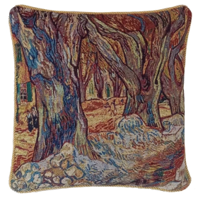 Cushion Cover Art Van Gogh (Color: Plane Tree, size: W45X45Cm(W18X18Inch))