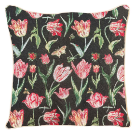 Jacob Marrel'S Tulip /Cushion Cover (Color: Black, size: 18X18Inch)