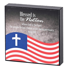 Tabletop Plaque Flag Blessed Is The (size: 4x4)