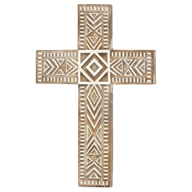 Wall Cross Wash Resin (Color: white & brown, size: 10h)