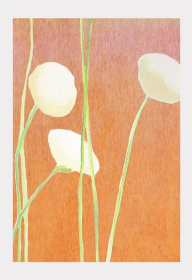 Art Print (Color: Cream Flowers on Orange, size: large)