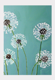 Art Print (Color: Dandelions on Aqua, size: large)