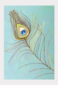 Art Print (Color: Peacock Feather on Aqua, size: large)