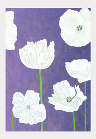 Art Print (Color: White Poppies on Violet, size: large)