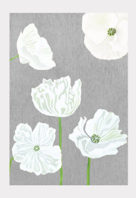 Art Print (Color: White Poppies on Grey, size: large)