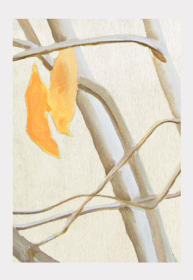 Art Print (Color: Orange Leaves on Ecru, size: small)