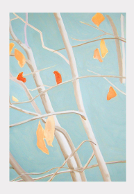 Art Print (Color: Tree with Orange Leaves on Blue Sky, size: small)