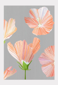 Art Print (Color: Orange Hibiscus on Grey, size: small)