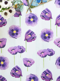 Wallpaper (Color: Purple Poppies on Snow, size: 2' x 27' Roll)