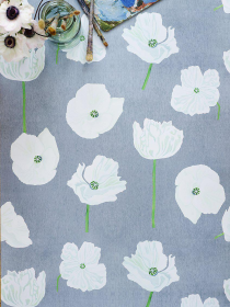 Wallpaper (Color: White Poppies on Grey, size: 2' x 27' Roll)