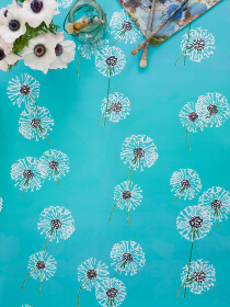 Wallpaper (Color: Dandelions on Aqua, size: Swatch 2' x 1')