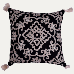 Throw Pillow Cover (Color: Black and Beige, size: 18 x 18 Inches)