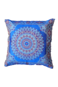 Brocade Silk Mandala Decorative Throw Pillow Case (Color: Blue)