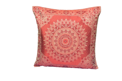 Brocade Silk Mandala Decorative Throw Pillow Case (Color: Red)