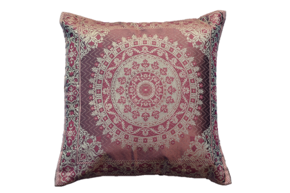 Brocade Silk Mandala Decorative Throw Pillow Case (Color: Brown)