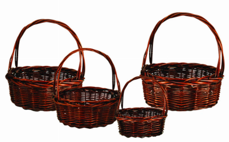 Set Of 4 Willow Baskets (Color: Dark Brown)